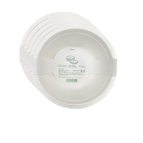 Toshin Disposable Eco Bagasse Commercial Bowls, Deep, 13cm, 10 pieces x 5 packs (50 pieces total), Microwave Safe, White, B13