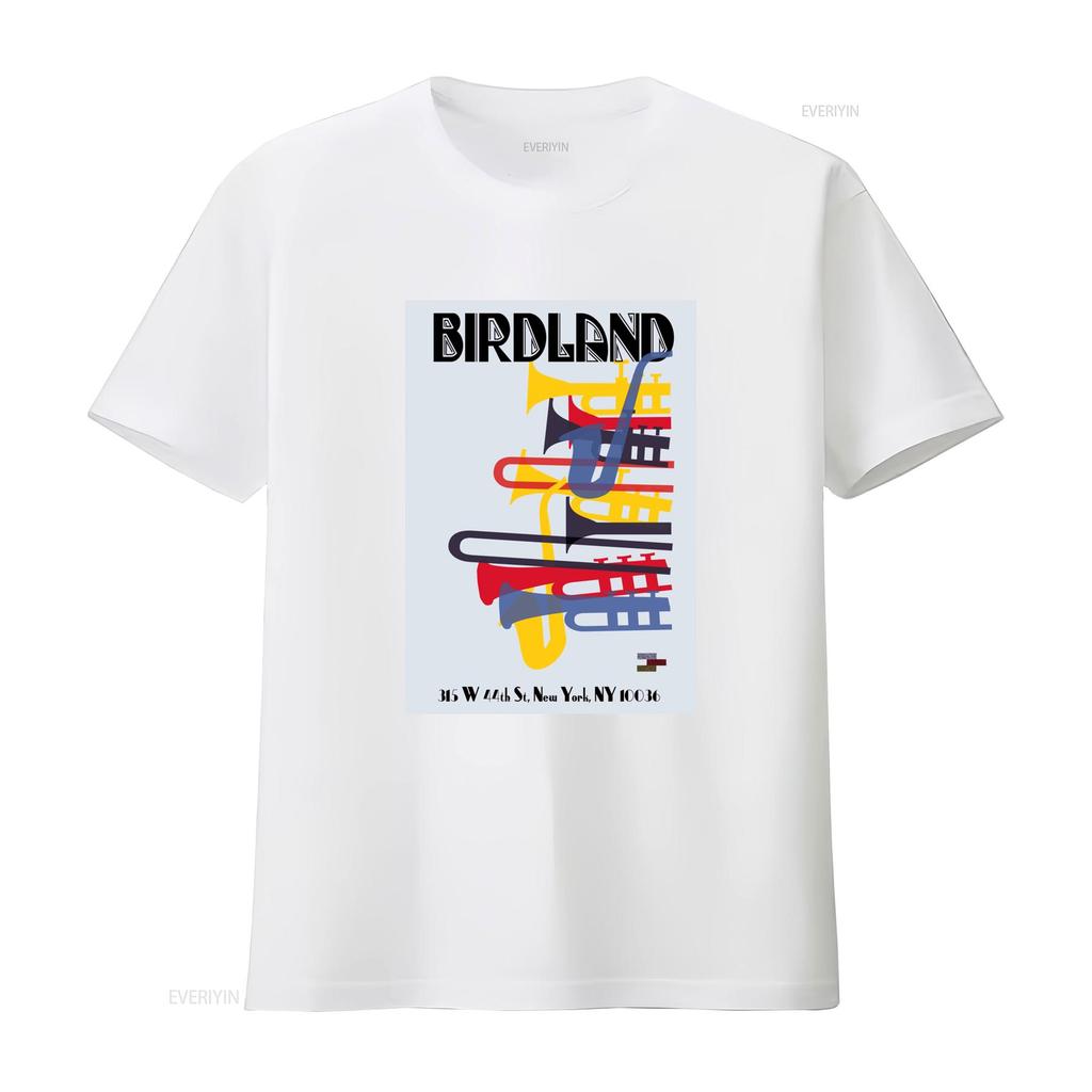Birdland 1949 Poster Theater Bird Cotton T Shirt Jazz Music Live Coltrane Design New York Inspired Retro Style vintage Washed