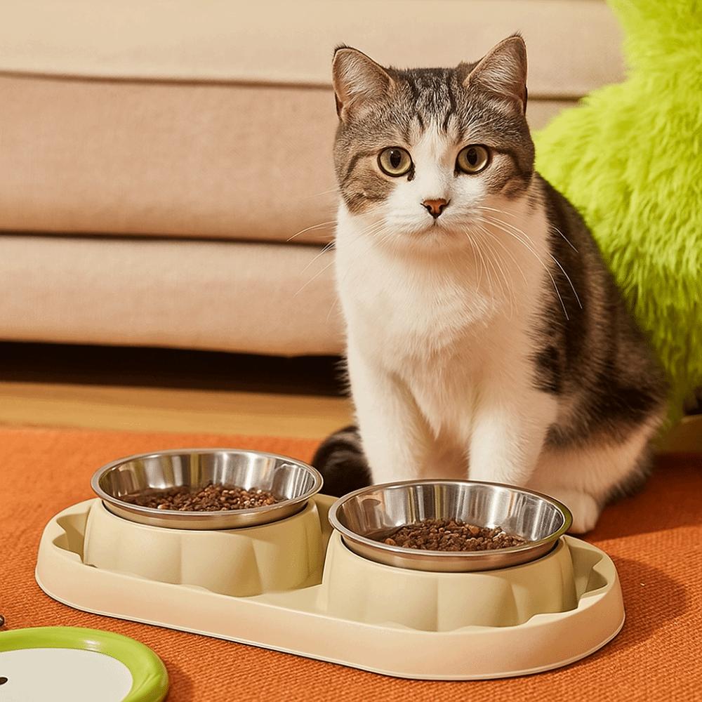Multifunctional Stainless Steel Double Pet Bowl Anti Topple Leakproof Pet Dog Feeder Anti-slip Pet Food Bowl Home