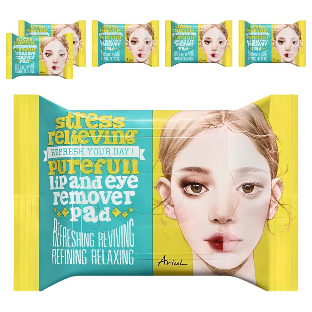 Arial Stress Relieving Lip & Eye Remover Pads 30p, 55g, 6 pieces