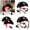 Pirate Party Costume Set with Telescope Compass Skull Print Hat Map for Kids Cosplay Jewelry Halloween Theme Accessory