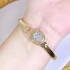 CMM Modern Jewelry European Fashion Sapphire Color Zircon Opening Adjustable Bracelet Bangle Golden Woman All-Match Jewelry Accessories