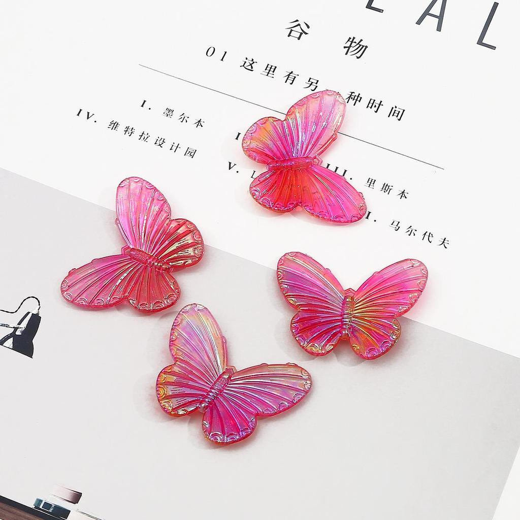200Pcs Acrylic Butterfly Gradual Color Beads for DIY Jewelry Making Findings