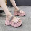 Pearl Rhinestone Slippers Women Summer Outside Wear Fashion Sandals Platform Wedegs Leisure Slipper 8cm High Heeled Slides Shoes