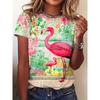 3D Printed Flamingo Women's T-shirts, Casual Short-sleeved Collar T-shirts, Harajuku T-shirts, Women's Clothing, New Fashion
