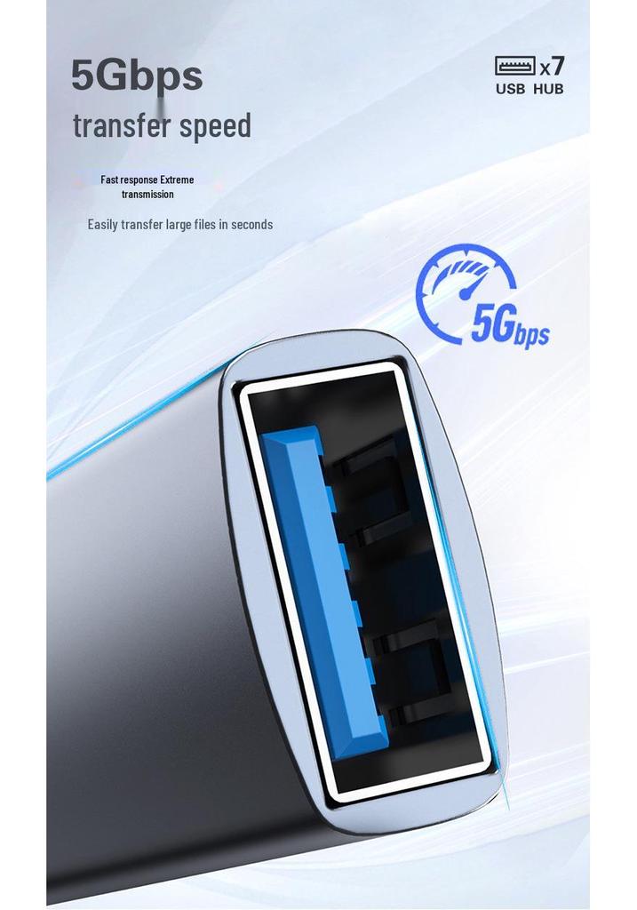 USB-концентратор 7-в-1, док-станция USB 3.0, многопортовый расширитель для компьютера и ноутбука с TYPE-C