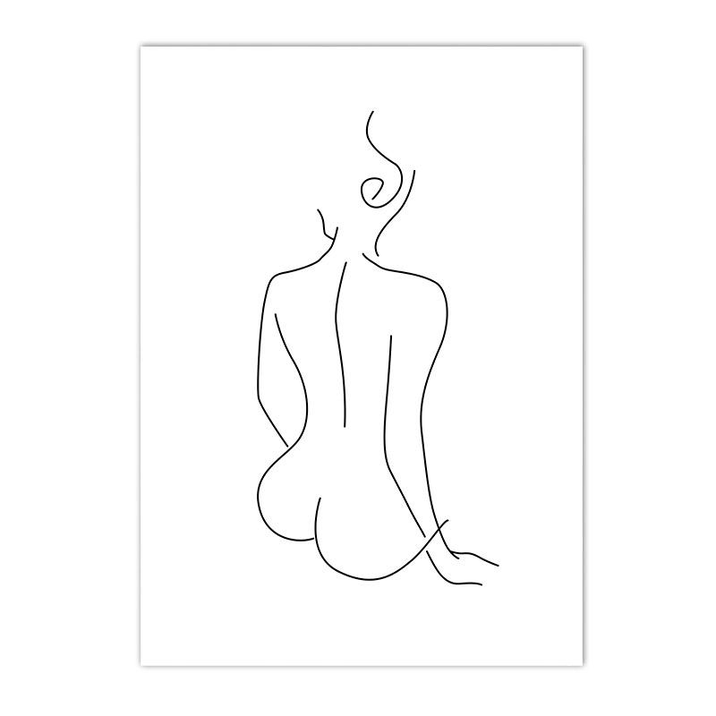 Wall Art Poster Naked Body Minimalist Sexy Woman Line Draw Art Print Black And White Canvas Painting Nordic Pictures Home Decor