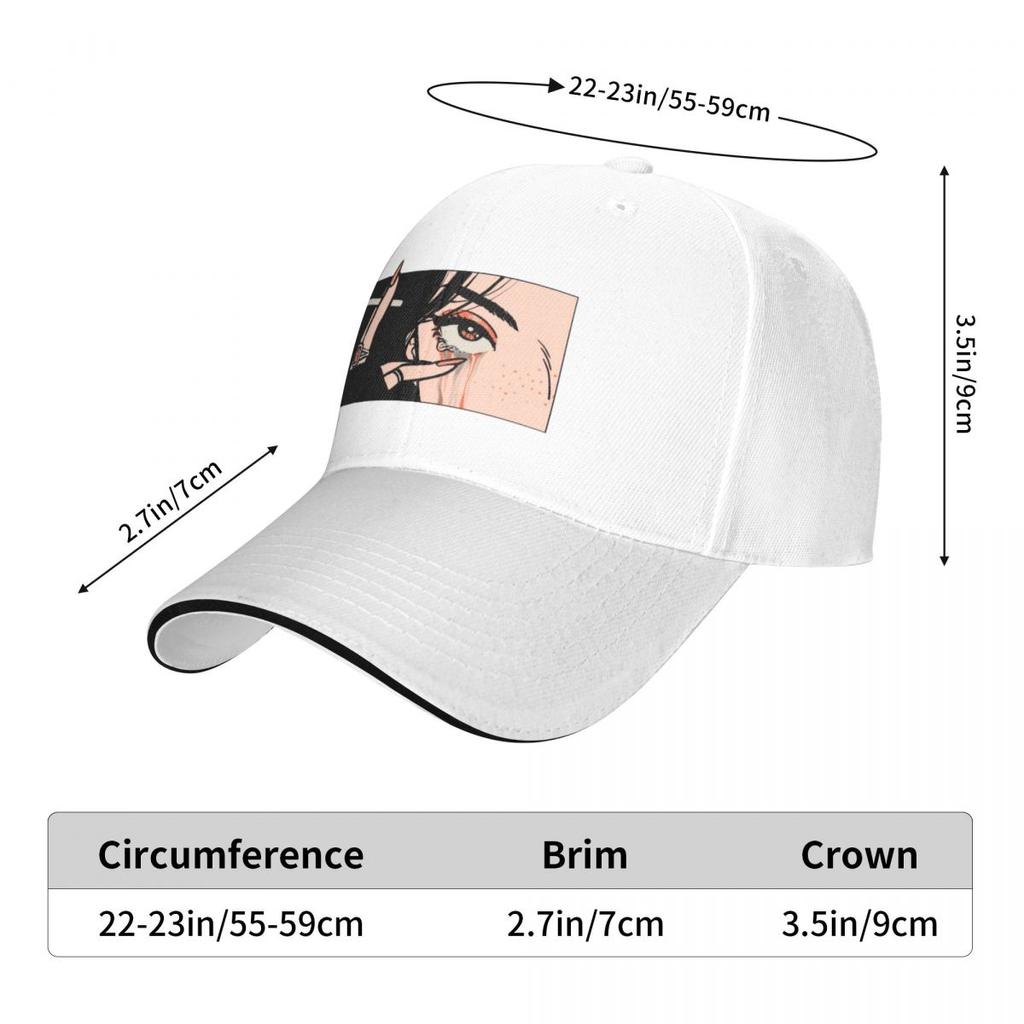 Crying Girl With Cigarette Baseball Cap Trucker Cap Anime Hat Women Unisex'S