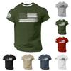 Men's Fashion Casual Short Sleeve Round Neck Independence Day Flag T-Shirt Top