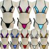 Cross-Border Sexy Patent Leather Swimsuit: Women's See-Through Three-Piece Lingerie Bikini Set