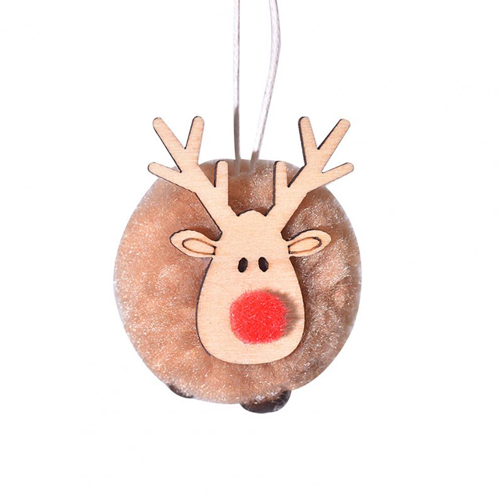 Christmas Elk Ornament Holiday Elk Pendant Pom Pom Reindeer Plush Ornament Wooden Elk Hanging Pendant Festive Felt for Tree