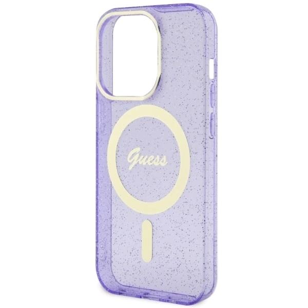 Etui Guess Guhmp14Lhcmcgu Na Iphone 14 Pro Purpurowy/Purple Hardcase Glitter Gold Magsafe