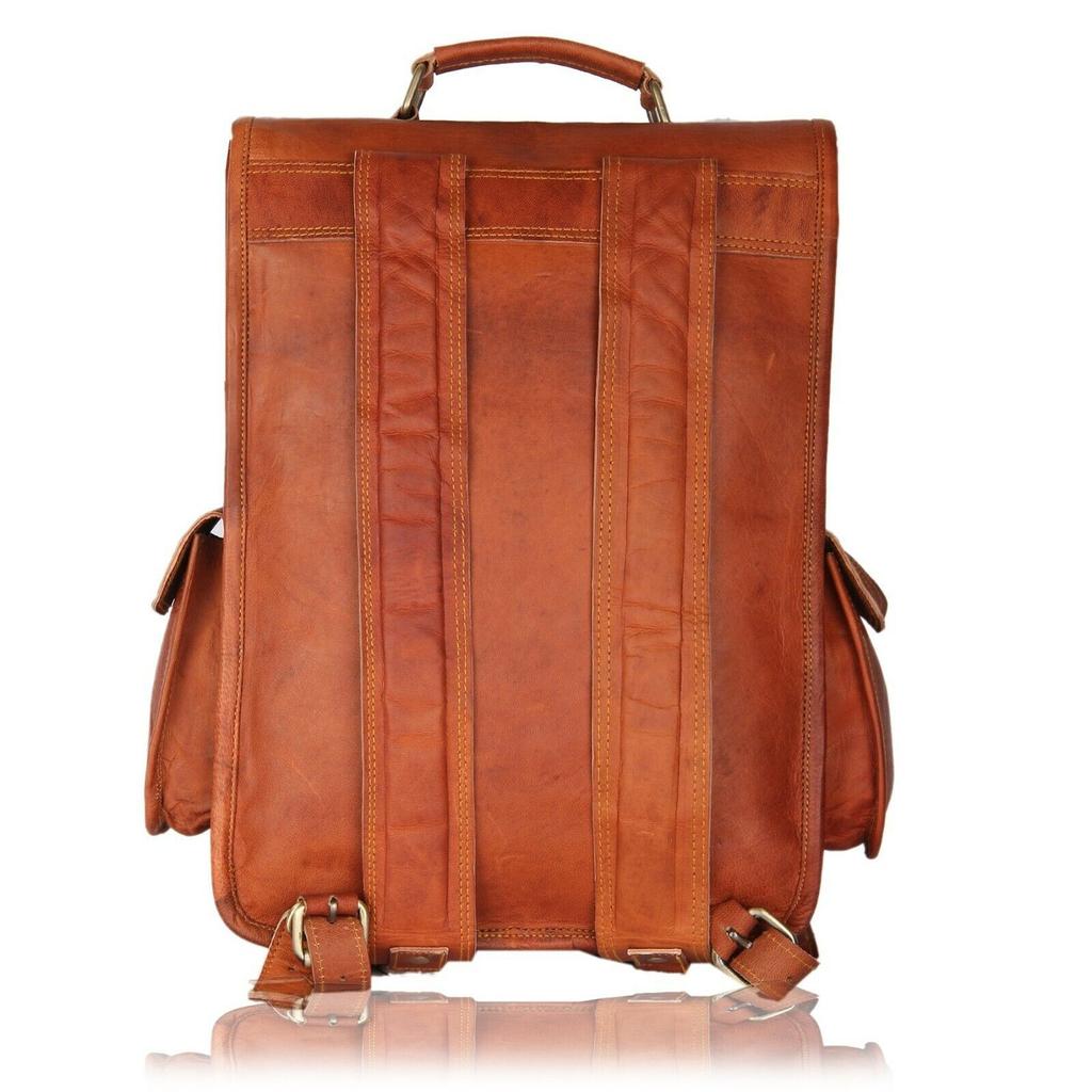 Brown Leather Men's Backpack Rucksack Bag Vintage Shoulder Laptop Messenger Bag