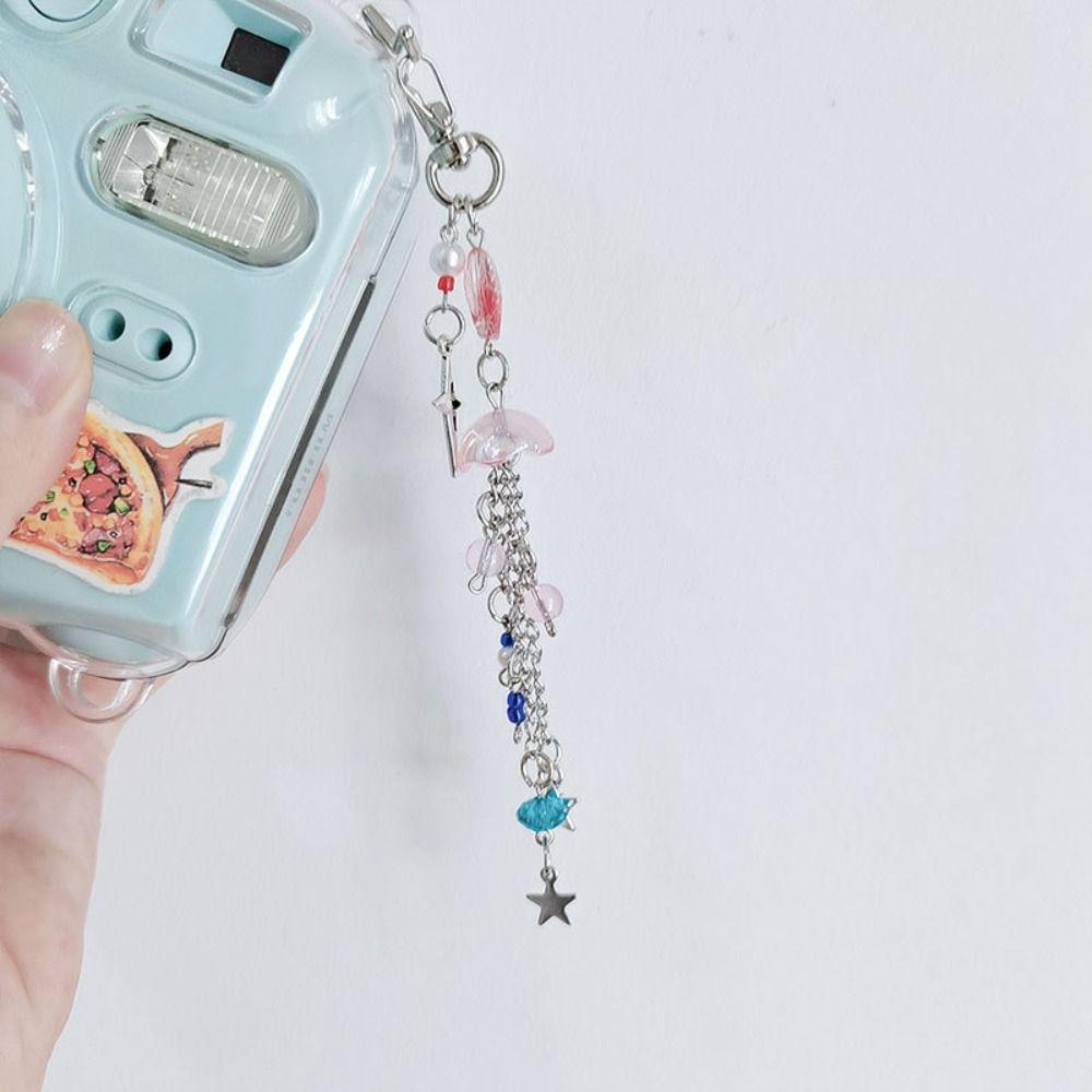 Милый кулон со звездой, брелок на тему океана, ремешок для мобильного телефона, крутой ремешок для телефона с медузой для девочек