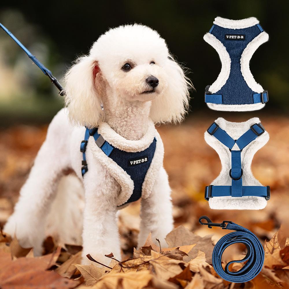 Vpetbr 2025 OEM Luxury Designer Heavy Duty Custom Leather Lead Tactical No Pull Wiring Leash Vest Pets Cat Puppy Dog Harness Set
