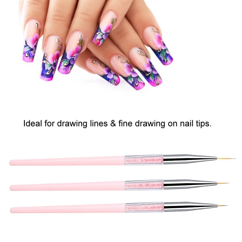 3pcs Fine Detail Nail Art Dotting Liner Brush Delicate Nail Liner Brush Acrylic Nails