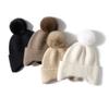 Cashmere Autumn and Winter New High End Solid Color Knitted Outdoor Warm and Fashionable Pom Poms Casual Hat for Women