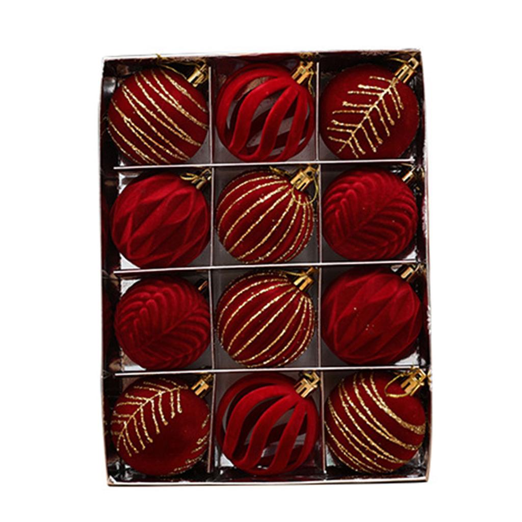 12 шт. праздничных рождественских безделушек, набор бархатных расписных украшений для сезонного украшения елки, праздничного декора