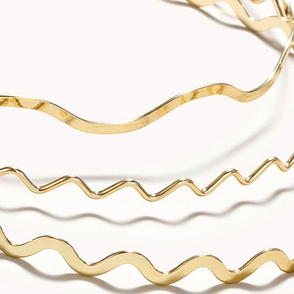 Модные тонкие ленты для волос, укладка челки, обручи для волос для девочек, повязка на голову с металлическими волнами