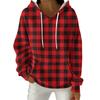 Women's Fashion Casual Plaid Print Pullover Long-Sleeve Hooded Sweatshirt