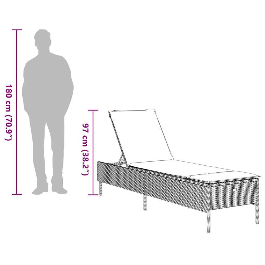 Sun Lounger with Cushion Brown Poly Rattan
