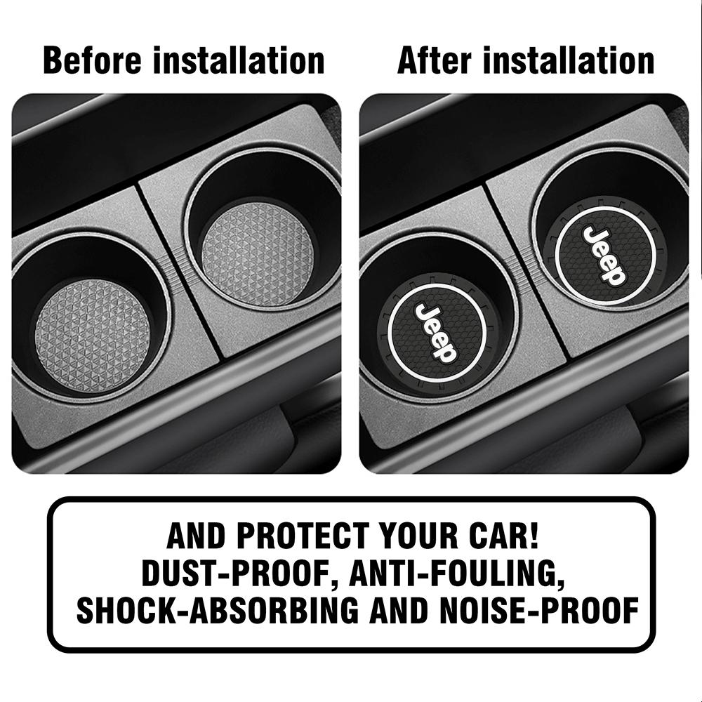 1/2pc Auto Emblem Water Cup Slot Mat Silicone Car Coasters Accessories For Jeep Renegade Compass Wrangler Patriot Grand Cherokee
