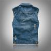 Men's Large Size Denim Vest Spring, Summer and Autumn Slim-fit Vest Vest Ripped Denim Vest