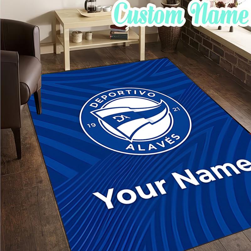 Custom Name Deportivo Alaves Crest Rug, Office Rug, Chair Rug, Carpet for Living Rooms, Doormat Game Rug Home Decor Christmas Gifts
