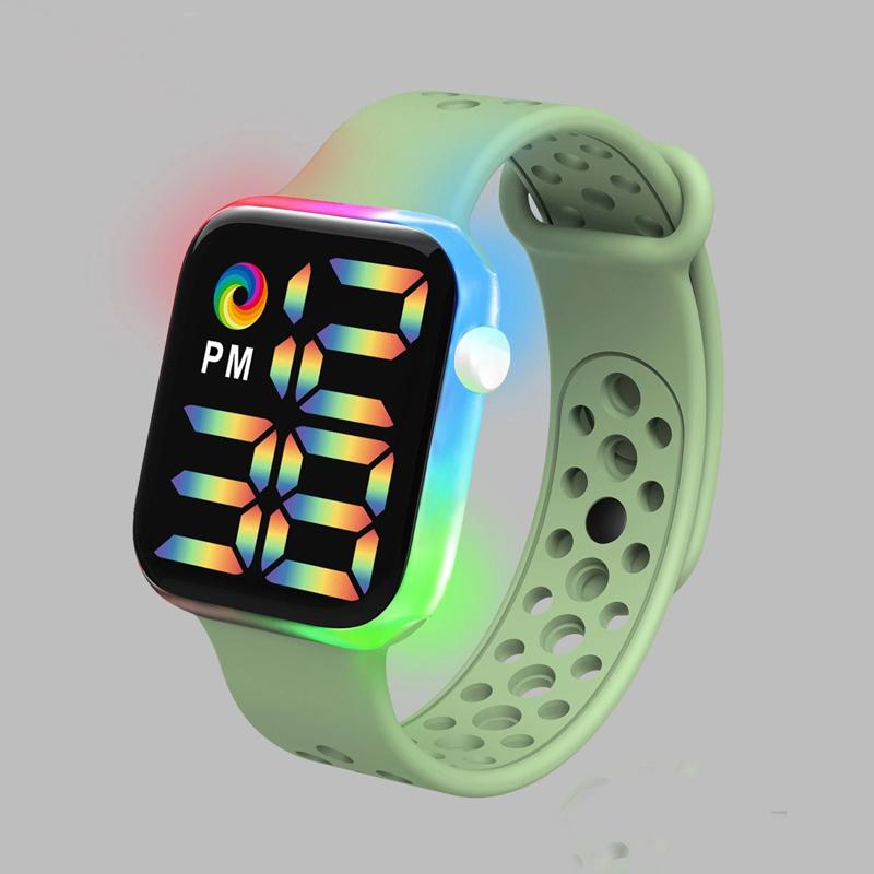 Trendy Unisex Square Luminous Electronic Wristwatch New Digital Sports Student Watch LED Watch Waterproof Man Woman Y1 Cool Rainbow