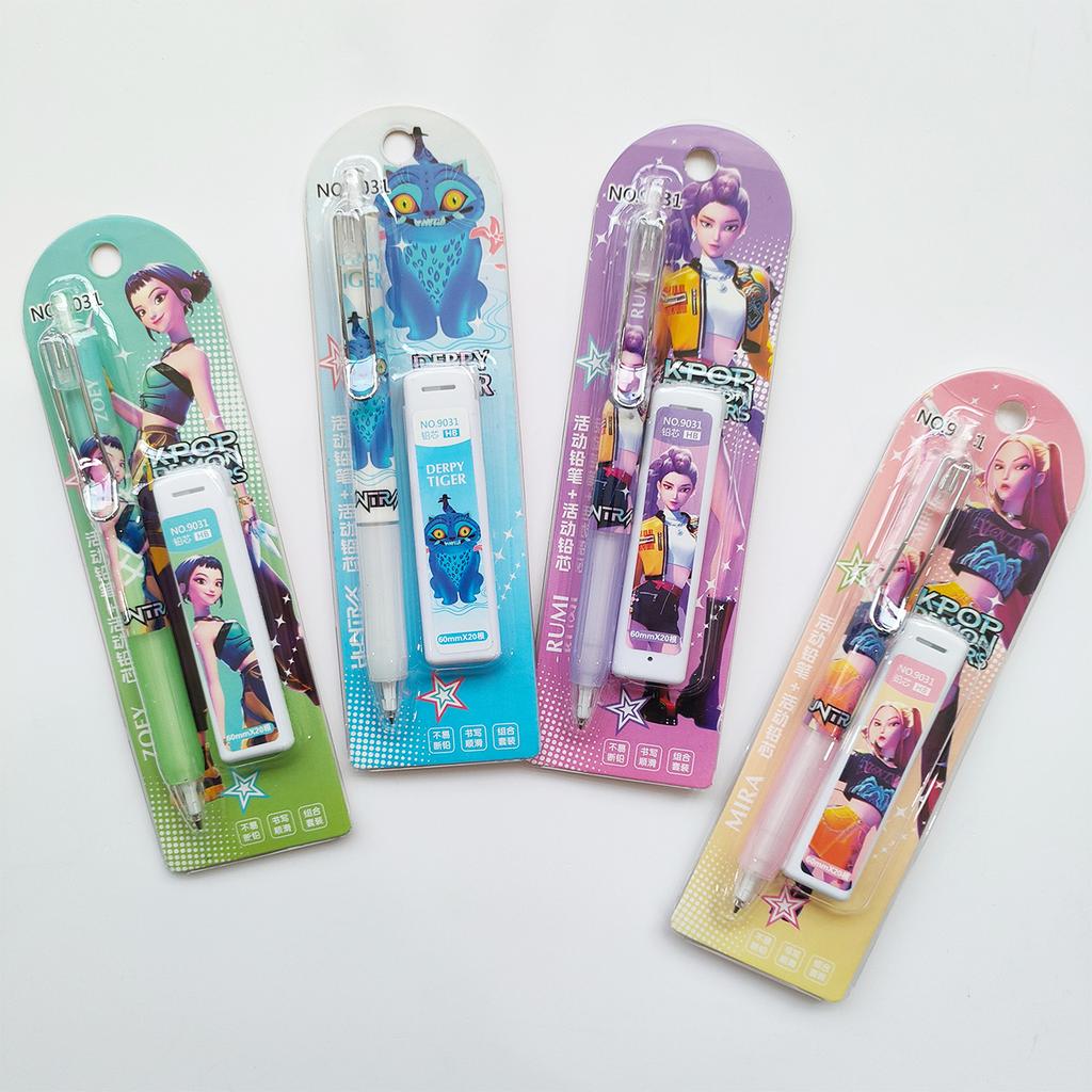 Cute Aesthetic K-pop Demon Hunters Mechanical Pencil Set Anime Merch Break Resistant Automatic Pencils for School Supplies