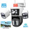2024 EU 6K 12MP WiFi IP 3 Camera Outdoor Three Lens Panoramic View PTZ IP Camera AI Tracking Security Protection CCTV Video Surveillance