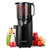 Fretta 13cm Wide Large Slow No Need To Cut Easy To Cold Press Squeezed Waste BPA Black Juicer, Inlet, 1.8L Capacity, Juicer, Finely, One-Time Pour,