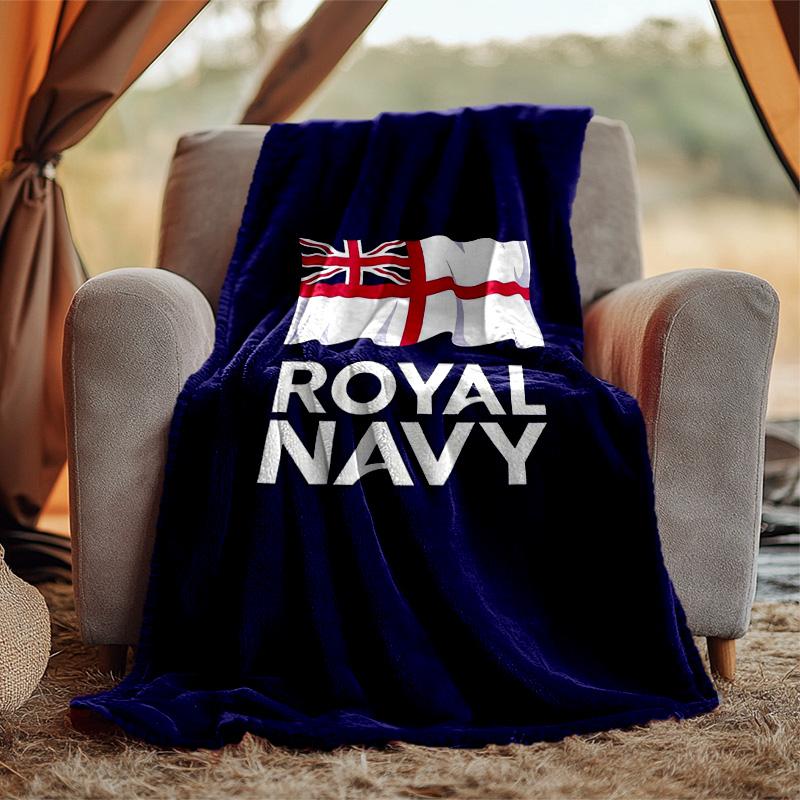 Royal Navy Flannel Blanket Soft Warm All-Season Throw, Design for Camping, Car Travel, Hiking Sofa, Bed, Office Perfect Gift for Parties