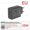 Быстрое зарядное устройство 38 Вт с двумя портами USB+PD и вилкой EU/US/UK