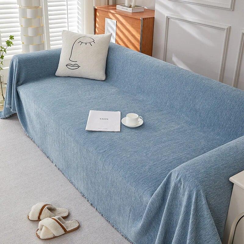 Herringbone Pattern Solid Color Chenille Sofa Towel Four Seasons Universal Sofa Cushion Living Room Sofa Cover