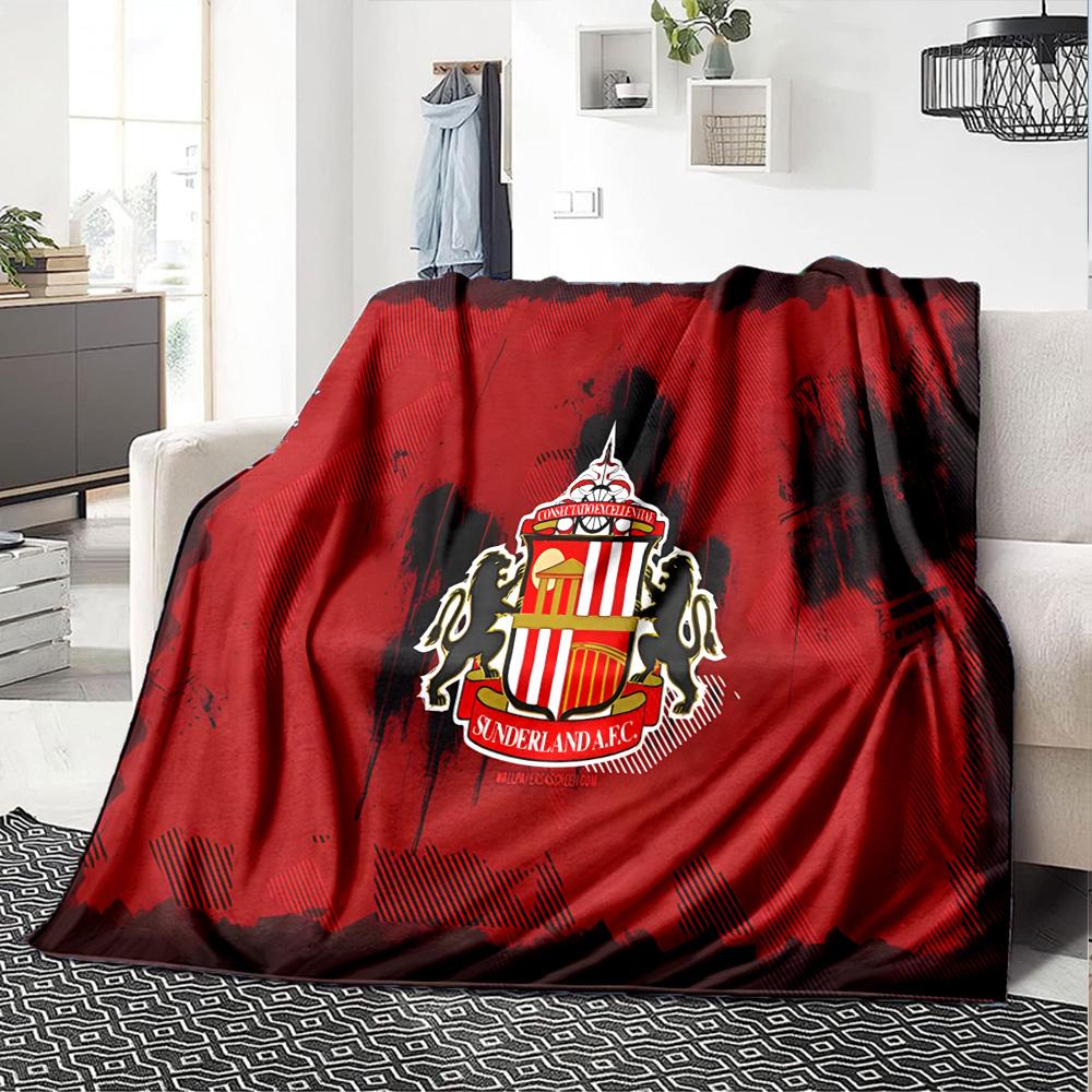 Sunderland Crest Flannel Blanket, Soft Polyester, Modern Design, All-Season for Camping, Travel, Gifts for holidays or birthdays