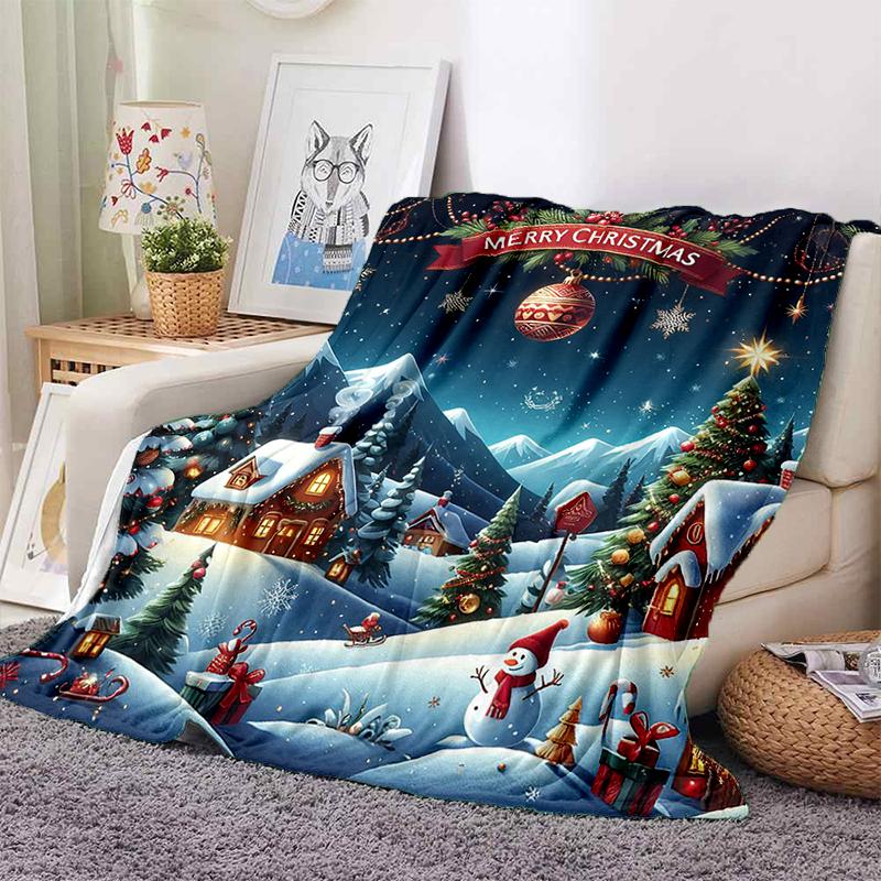 Cartoon Santa Claus Merry Christmas Snowman New Year Gift Soft Flannel Blanket for Beds Bedroom Sofa,Throw Blanket for Cover