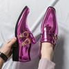 Hot Luxury Pink Mens Patent Leather Shoes Designer High Quality Pointed Chelsea Formal Shoes Man Dress Wedding Party Shoes Men