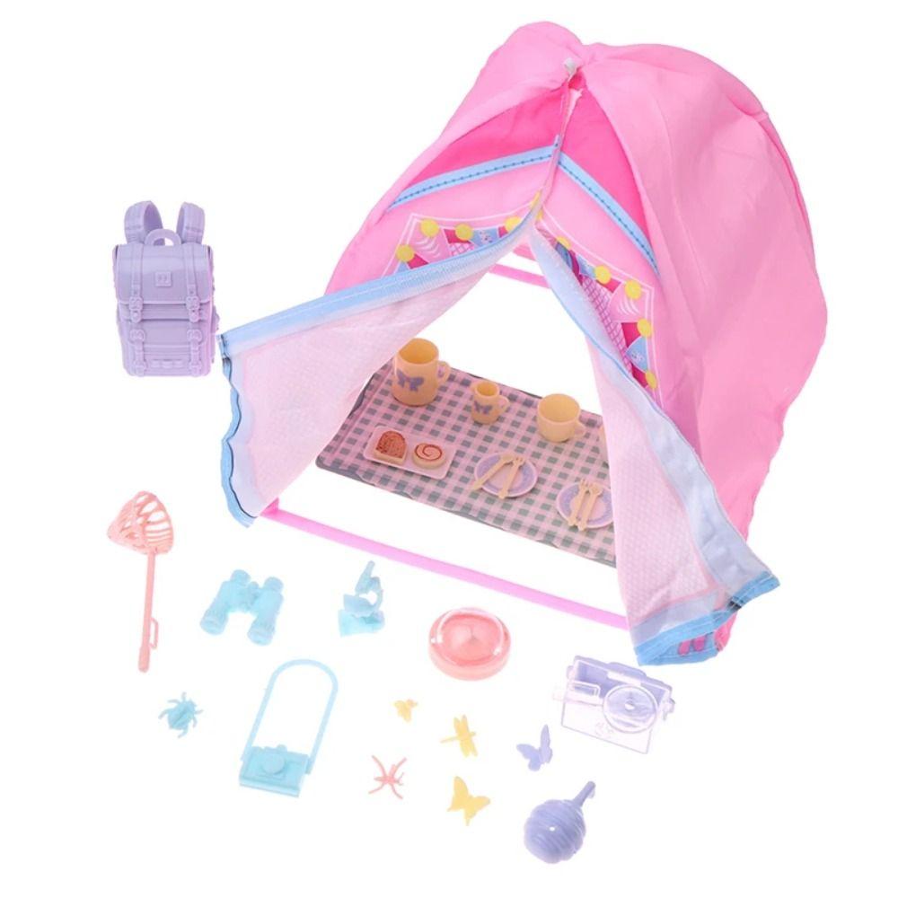 Simulated Doll Camping Kit Micro Scene Doll Mini Tent Doll Accessories Dollhouse Tent 1/12 Scale