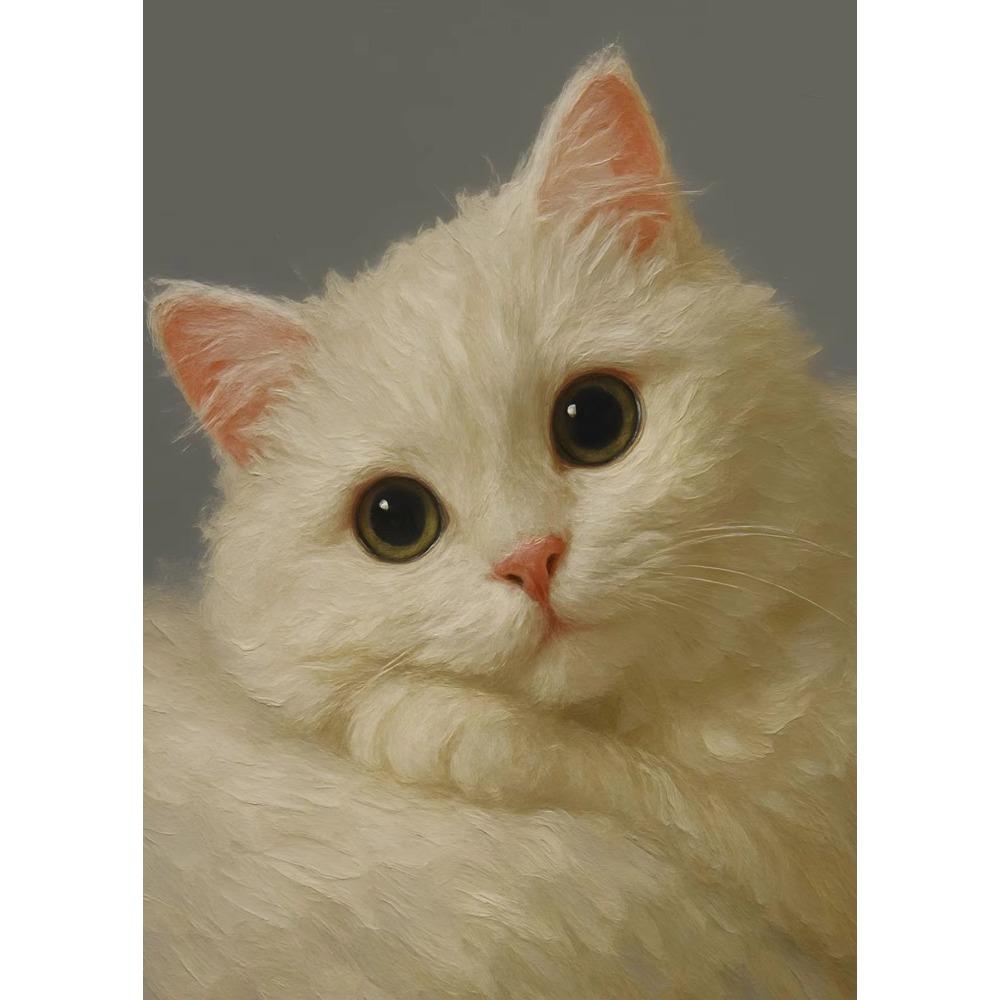 Quirky Cat Art Poster Oil Painting Kitten Prints Canvas Painting Cat Wall Art Pictures Home Living Room Vintage Pets ati