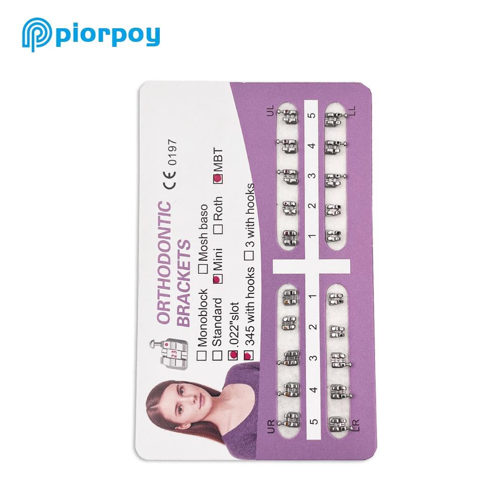 PIORPOY 1Pack Dental Bracket Mini Roth/MBT 0.022 345 Hooks Braces Orthodontic Braces Metal Monoblock Dentistry Materials 3
