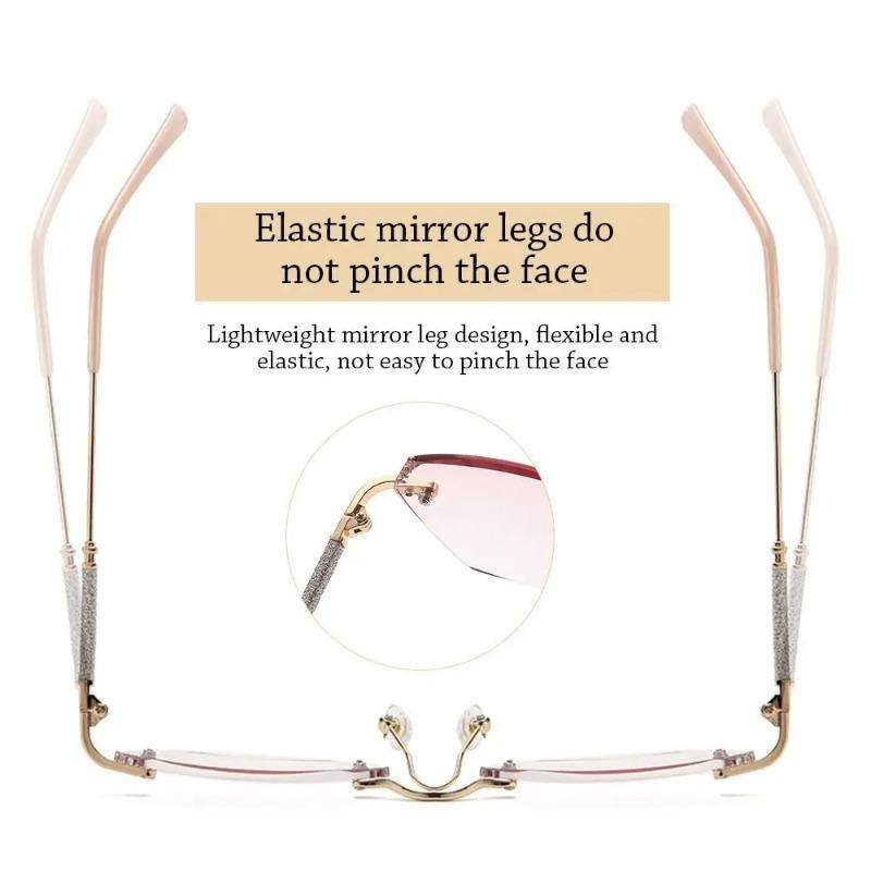 Женские роскошные очки для чтения без оправы. Удобные блестящие элегантные очки для защиты глаз. Ультралегкая оправа. Очки для компьютера. Очки с защитой от синего света.