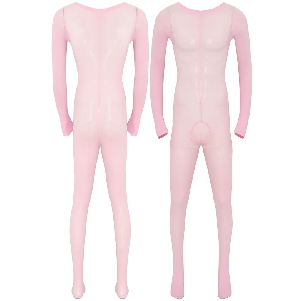 Мужское однотонное боди с длинным рукавом, эластичное боди с карманом-буфом, ночное белье