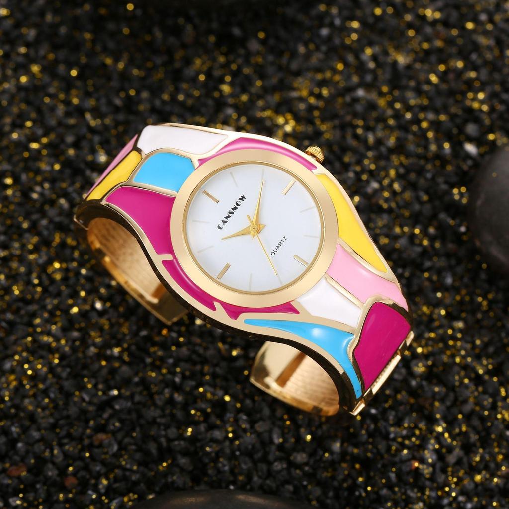 Женские часы-браслет в стиле ретро, с радужным кварцем и случайным цветом, с масляной эмалью. Элегантные женские часы.