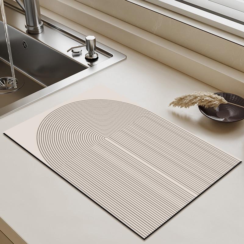 Non-Slip Diatomite Mat Dish Drainer Rug Kitchen Drain Pad Absorbent Coffee Mats Quick Drying Kitchen Rugs Sink Draining Mat