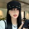 Vintage Riveted Front Hat Woman Spring Summer Thin Face Small Sun Shield Duck Tongue Beret Everything Casual Woman