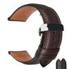 WatchBand Smooth  Genuine Calfskin Leather Watch Strap Brown 18mm-24mm With Solid Automatic Butterfly Buckle Business Watch Band