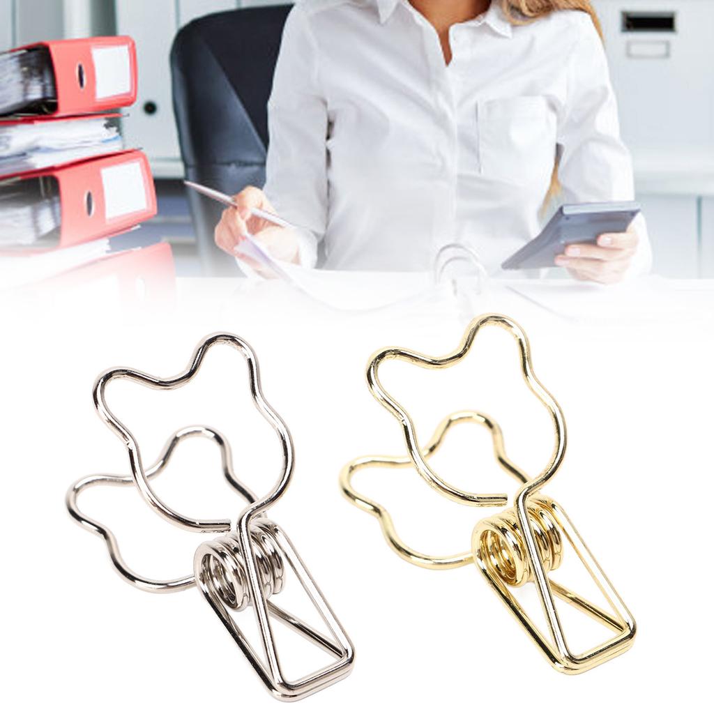 100 шт. клипсы золотые серебряные в форме милого медведя с сильной силой зажима металлические полые длинные хвостовые клипсы