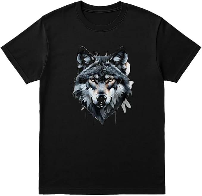 Футболка с головой волка Яростная Реалистичная Дикое Искусство Унисекс Черная футболка для мужчин и женщин