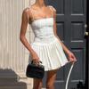 Summer Women's Dress White Sexy Pure Wind Dress Halter Strap Pleated Slip Dress